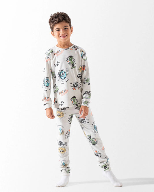Quick Snail - Boys Autumn Cotton Interlock Pajama Set