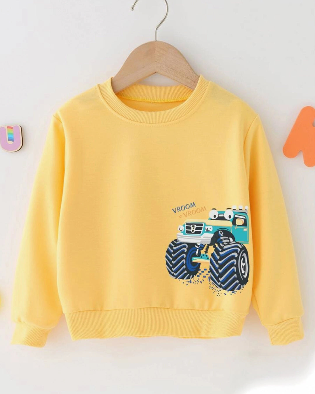 Boys Hoodie with Car & Letter Graphic