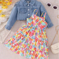 Baby Girl Floral Dress with Button-Front Jacket – 2pcs Outfit