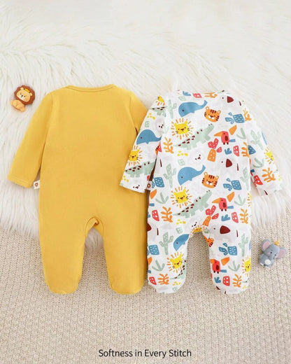 Baby Boy Cartoon Animal Knit Jumpsuit & Pants Set
