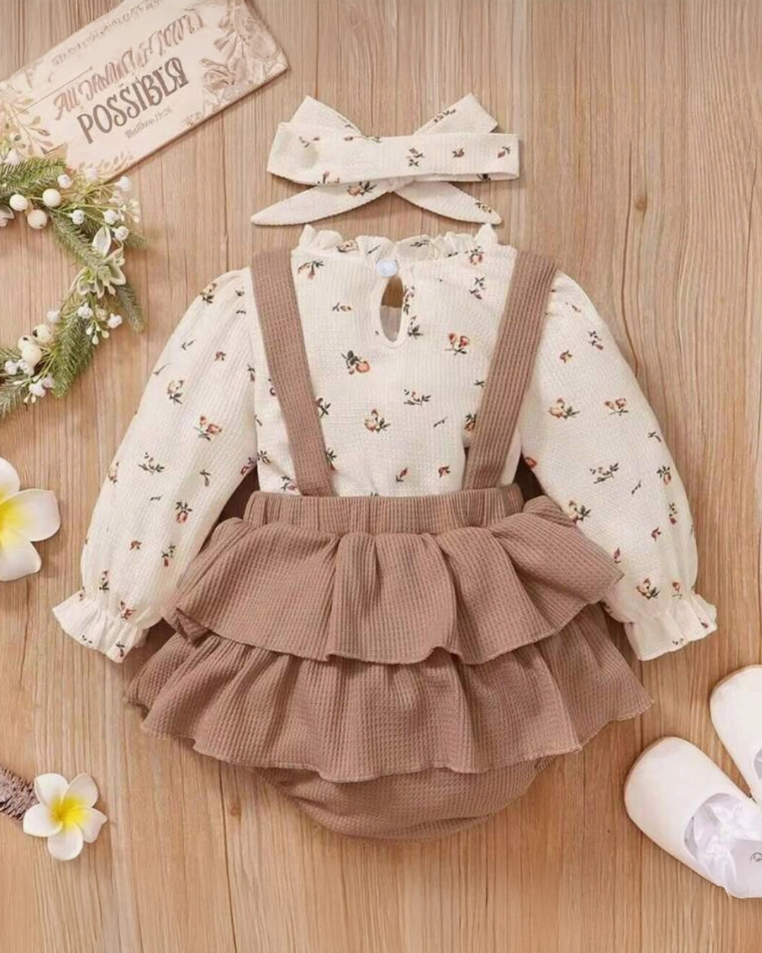 Baby Girl Floral Shirt & Ruffle Skirt Set