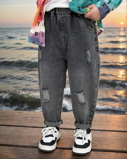 Boys' Casual Ripped Denim Jeans