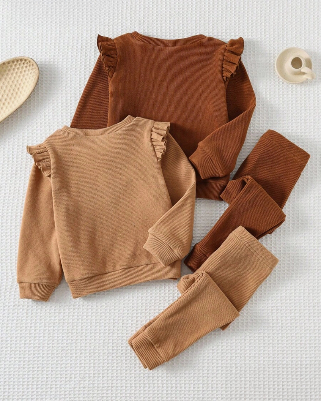 Baby Girls’ Embroidered Letter Top & Ruffle Trim Pants 2pcs Set