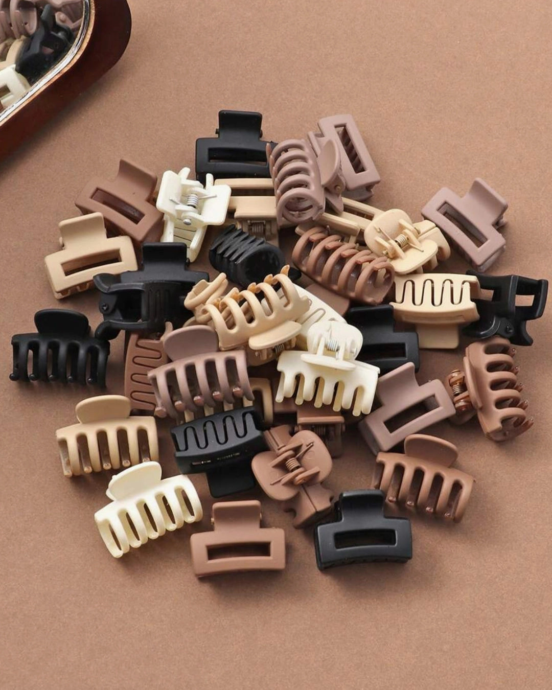 30pcs/Set Coffee Color Small Square Wavy Hair Clips