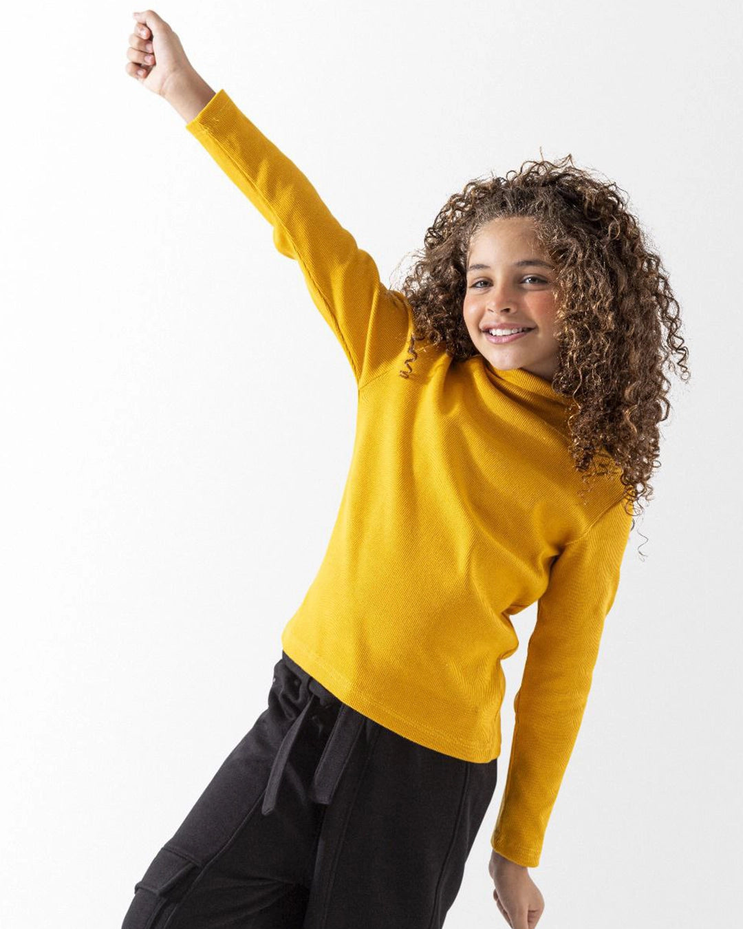 Girls Ribbed Cotton Half Turtleneck
