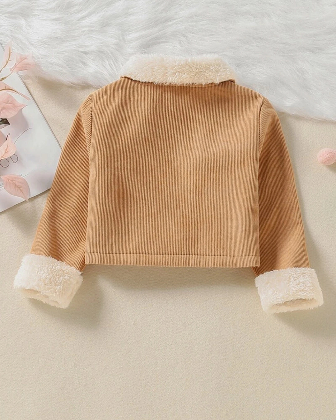 Girls Corduroy Jacket – Borg Collar & Flap Pockets