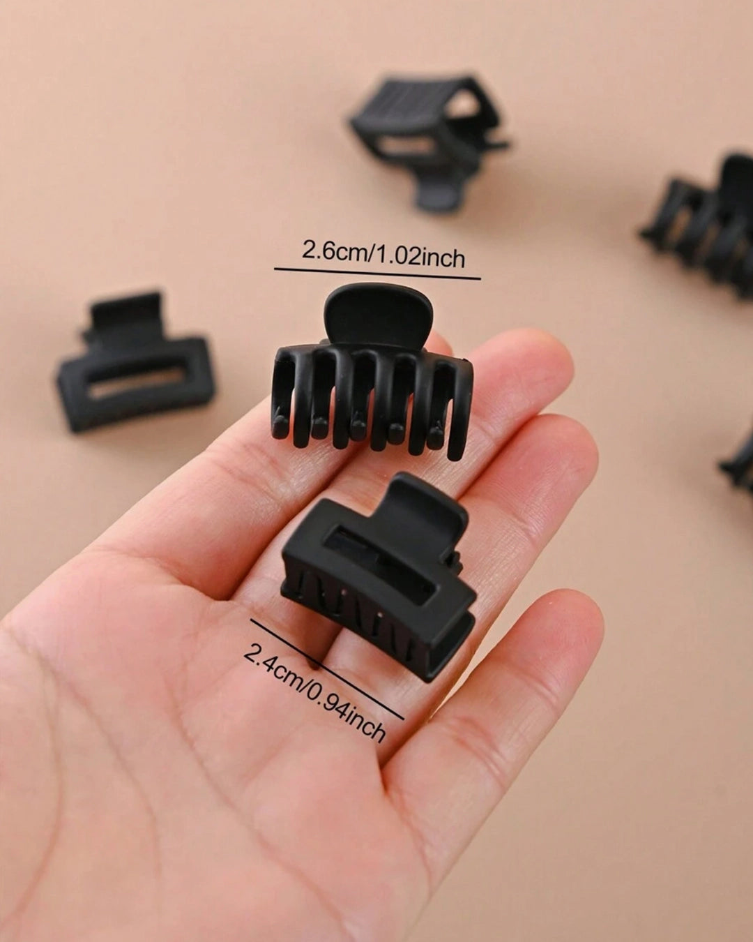 20pcs Mini Hair Clips – Square & Moon Shapes