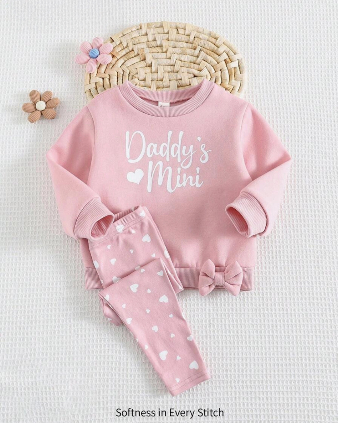 Baby Girl Heart Knit Sweatshirt & Pants Set (2pcs)