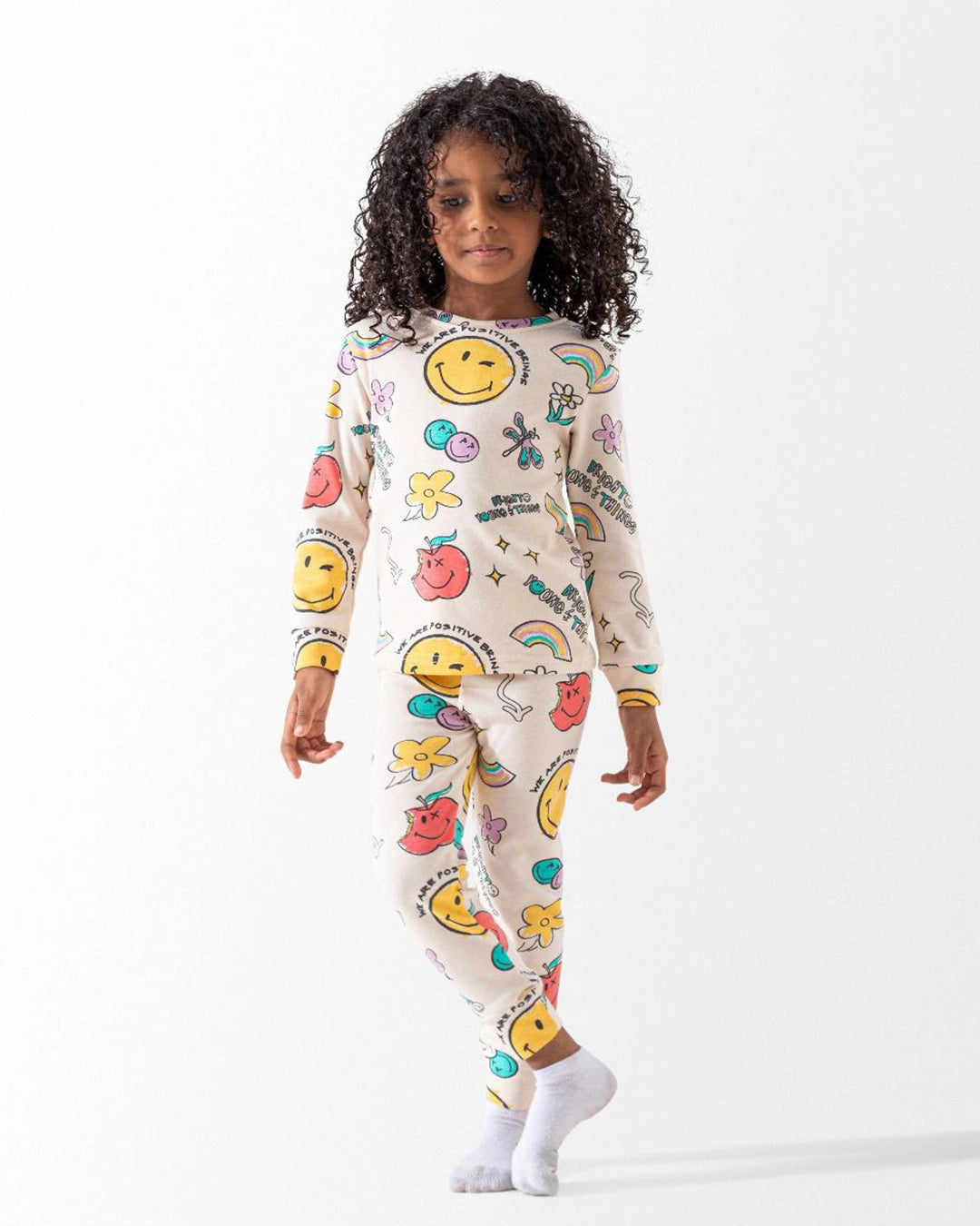 Happy Smile -  Girls Autumn Cotton Interlock Pajama Set