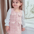 Baby Girl Plaid Splicing Square Collar Long Sleeve Dress