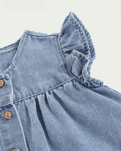 Baby Girls' Boho Denim Flare Sleeve Dress