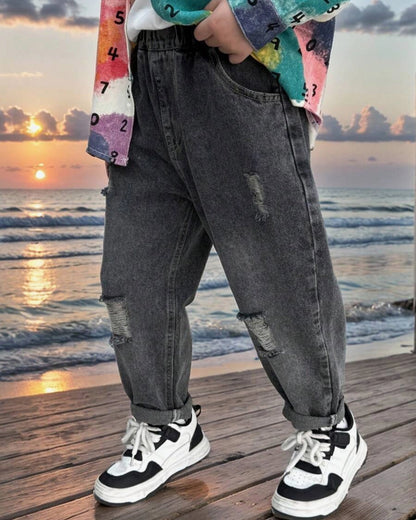 Boys' Casual Ripped Denim Jeans