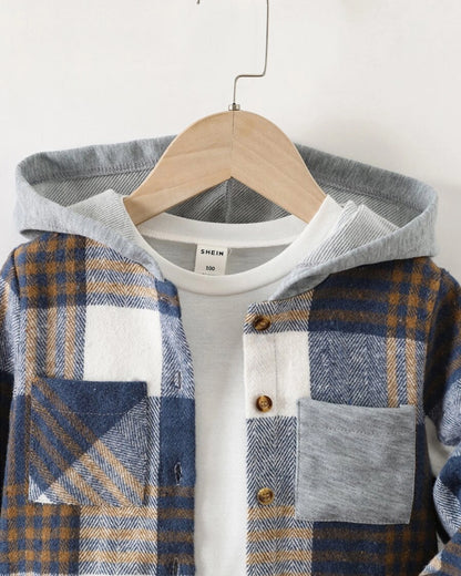 Boys Plaid Hooded Coat