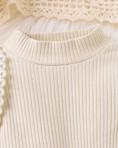 Baby Girl Mock Neck Tee & Plaid Asymmetrical Skirt Set