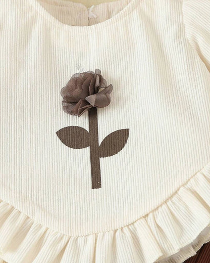 Baby Girl 3D Flower Bell Sleeve Top & Bell Bottoms Set