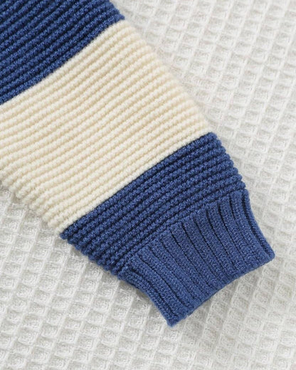 Baby Boy Striped Bear Sweater – Cartoon Crew Neck Knit