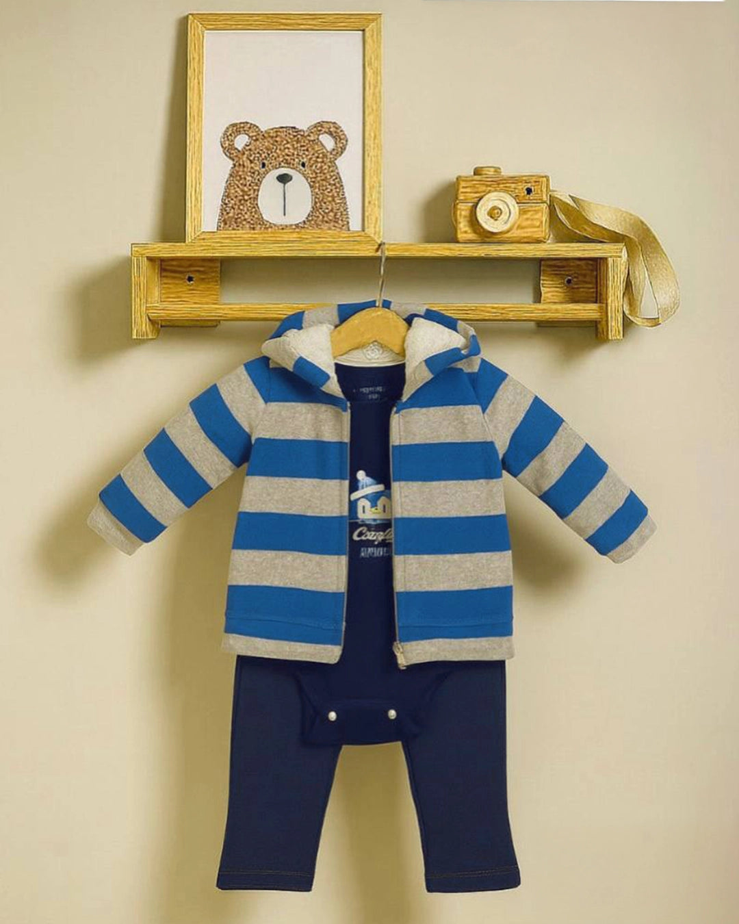 3-Piece Winter Baby Boy Outfit – Penguin Hoodie Set