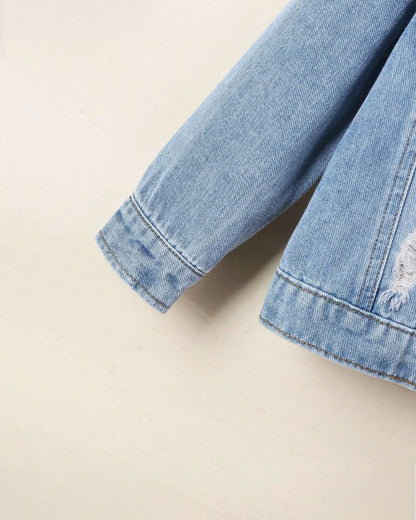 Young Boy Bleach Wash Ripped Denim Jacket