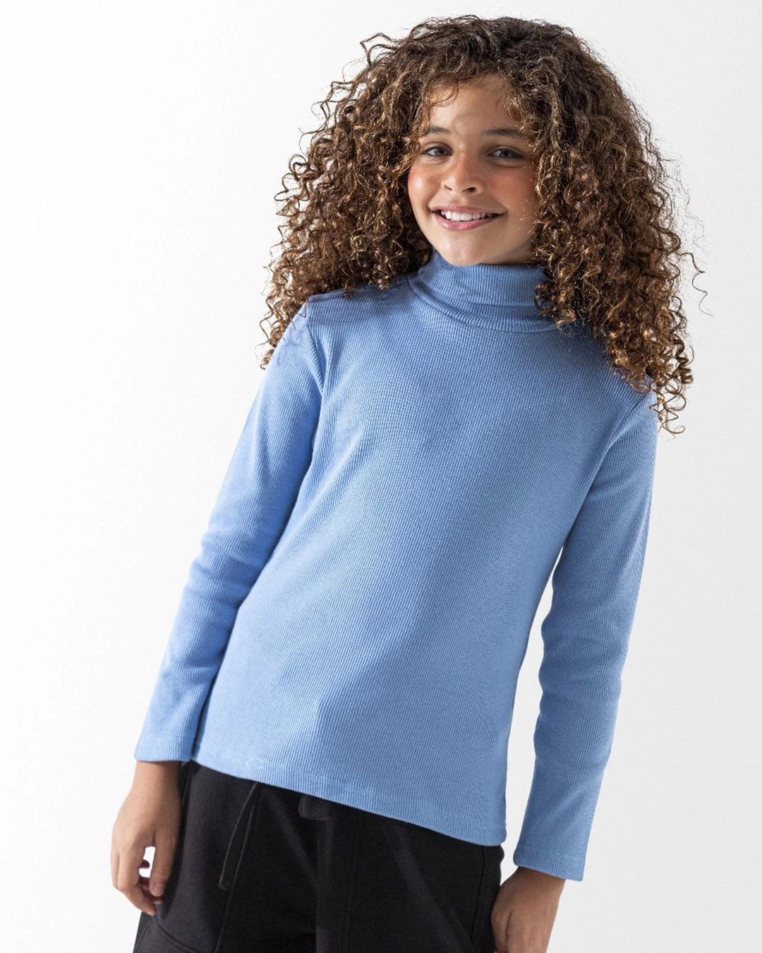 Girls Ribbed Cotton Half Turtleneck