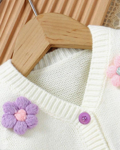 Baby Girl Crochet Floral Sweater Set – Romper + Jacket