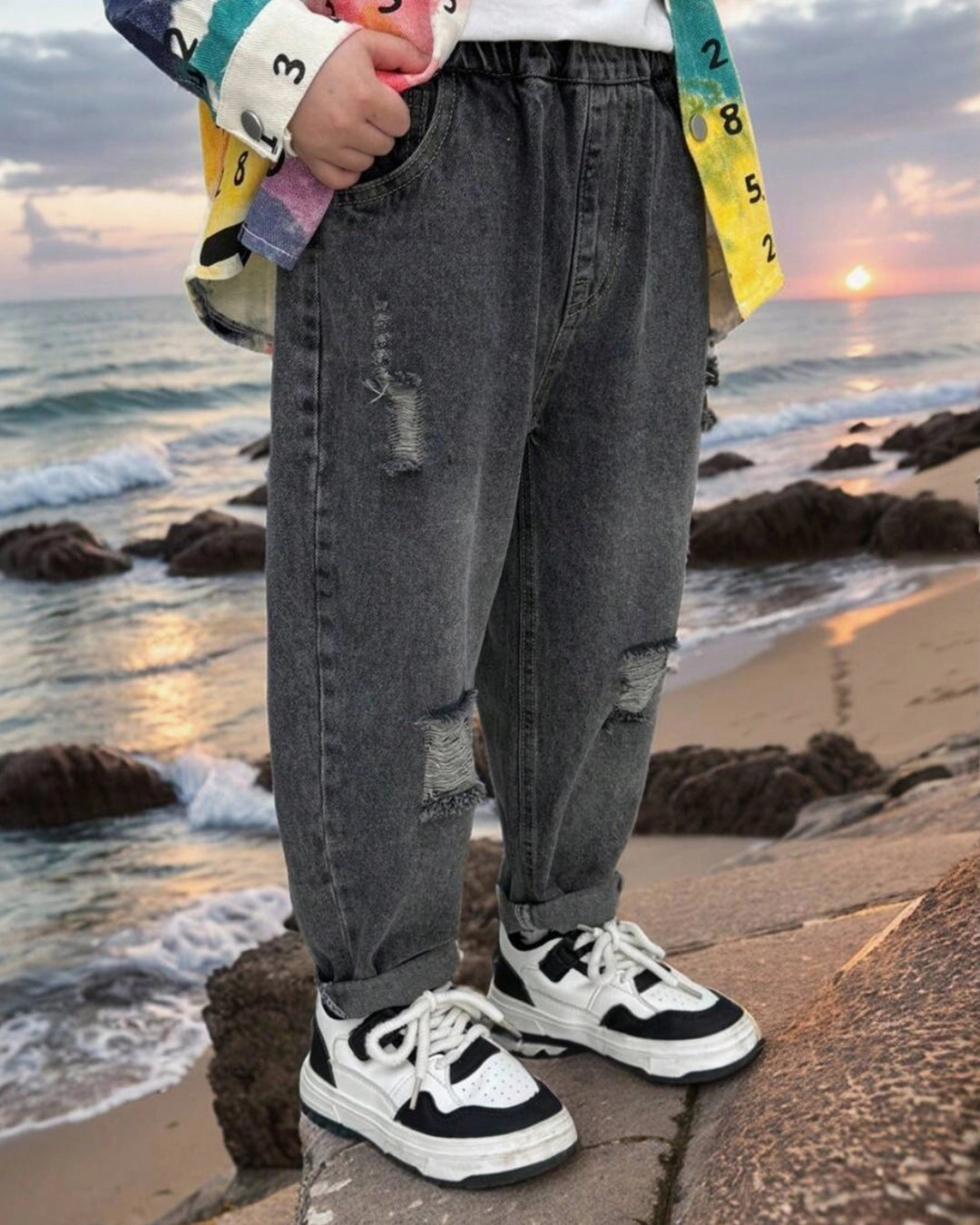 Boys' Casual Ripped Denim Jeans