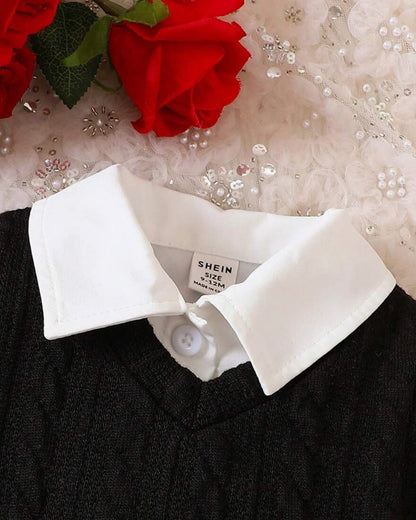 Baby Girl Puff Sleeve Top & Gingham Skirt with Vest Set