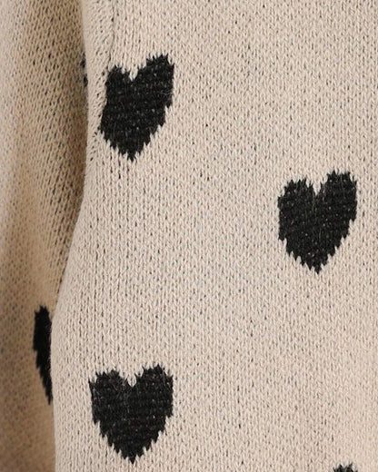 Tween Girls' Heart Pattern Knit Cardigan with Bow Detail