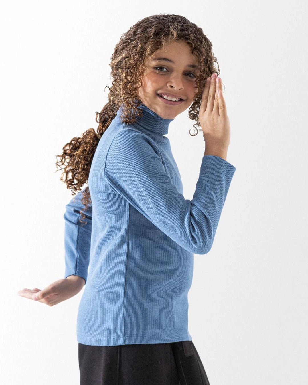 Girls Ribbed Cotton Half Turtleneck