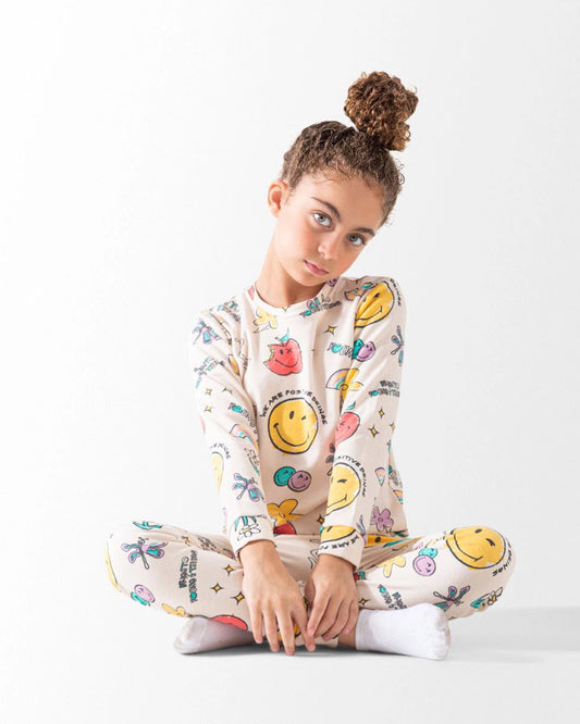 Happy Smile -  Girls Autumn Cotton Interlock Pajama Set