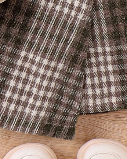 Baby Girl Mock Neck Tee & Plaid Asymmetrical Skirt Set