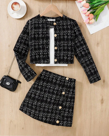 Tween Girls Jacket & Bodycon Skirt 2pcs Set