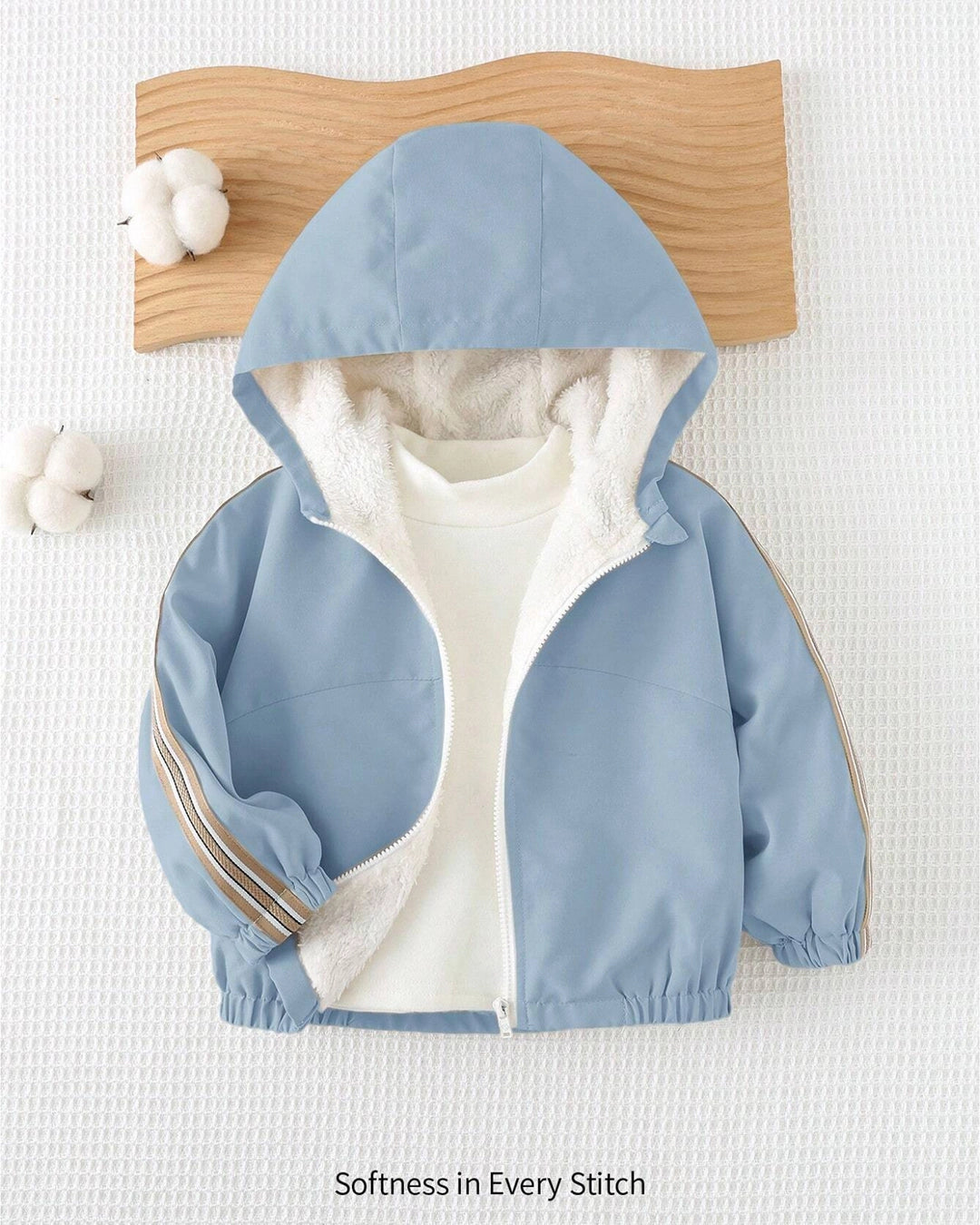 Baby Boy Lined Hooded Jacket – Light Blue Cozy Style