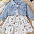 Baby Girl Denim Jacket & Floral Cami Dress Set