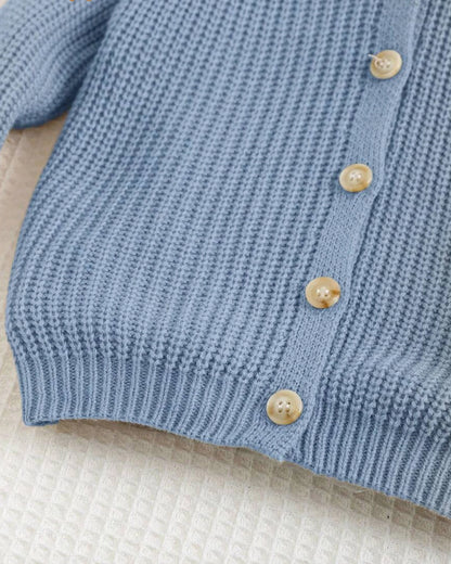 Baby Boy Knit Cardigan – Blue Hooded Sweater with 3D Ears