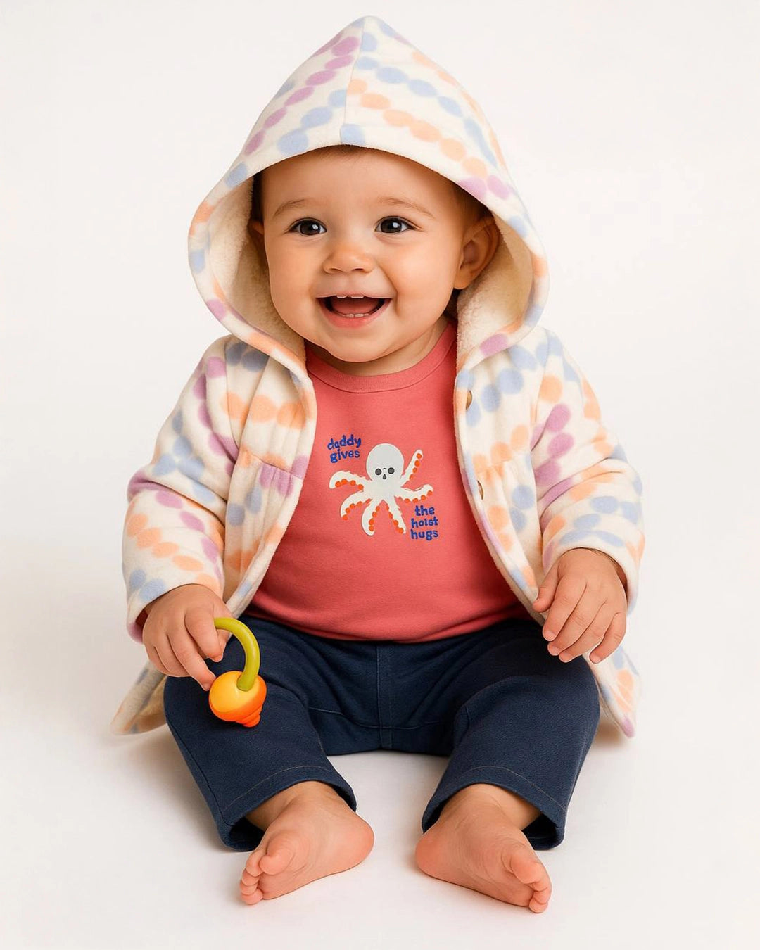 3-Piece Baby Winter Outfit – Polka Dot Hoodie Set