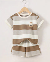 Boys' 2-Piece Striped Knit Shirt & Shorts Set
