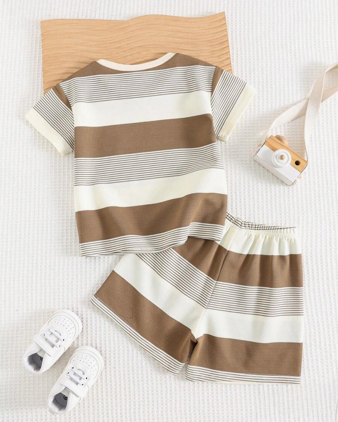 Boys' 2-Piece Striped Knit Shirt & Shorts Set