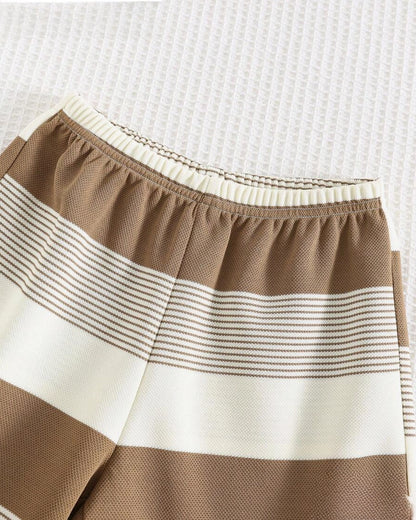 Boys' 2-Piece Striped Knit Shirt & Shorts Set