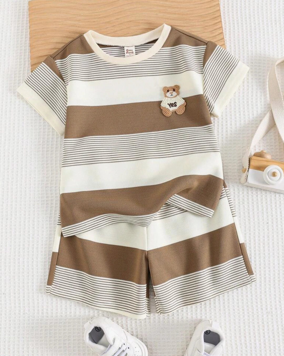 Boys' 2-Piece Striped Knit Shirt & Shorts Set