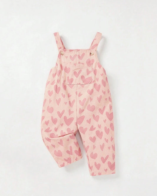 Heart Print Strap Jumpsuit for Girls