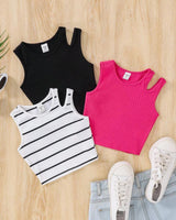 Girls' Casual Hollow Back Tank Top