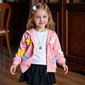 Girls Pink Hoodie with Floral Appliques – Jacket for Fall/Winter