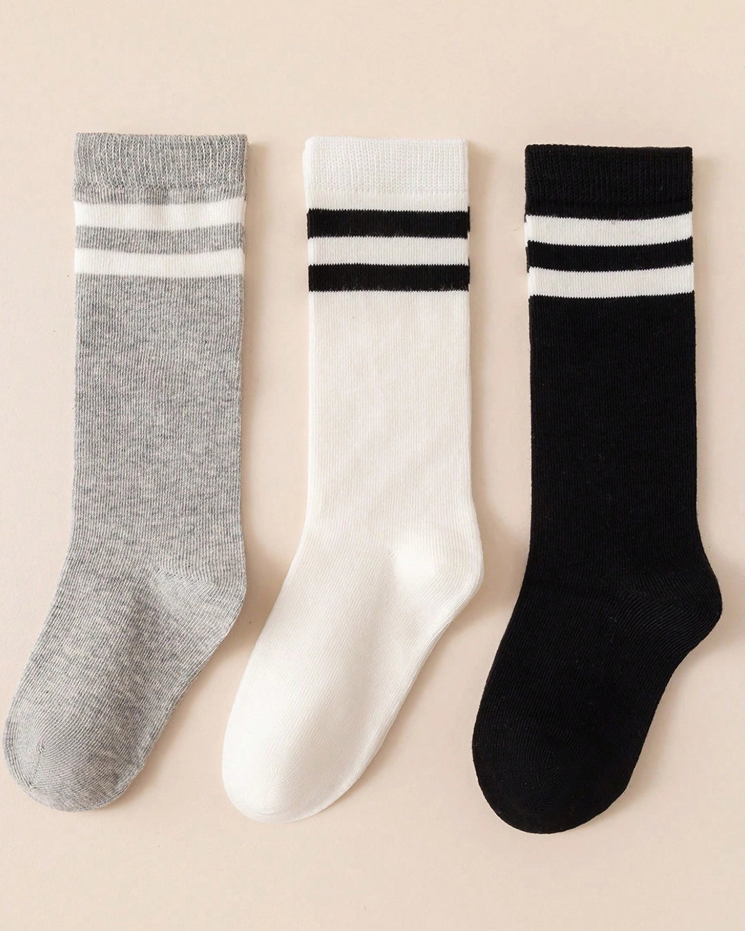 Kids Striped Knee-High Socks – 3 Pairs