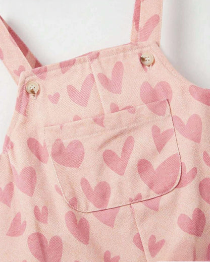 Heart Print Strap Jumpsuit for Girls