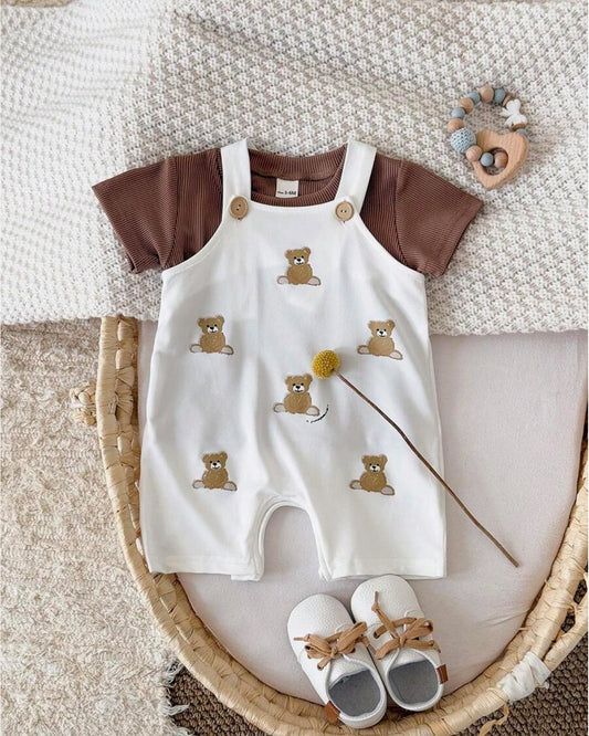 2-Piece Summer Outfit – Bear Tee & Cotton Shorts