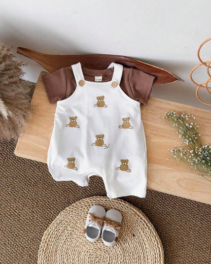 2-Piece Summer Outfit – Bear Tee & Cotton Shorts