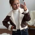 Tween Girls PU Fleece Jacket – Faux Fur Trim
