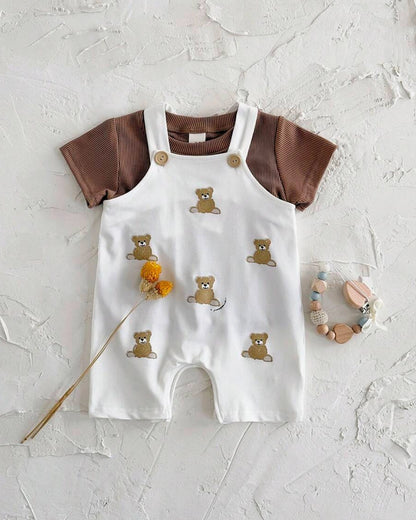 2-Piece Summer Outfit – Bear Tee & Cotton Shorts