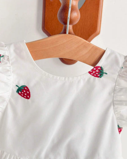 Strawberry Print Casual Dress for Girls