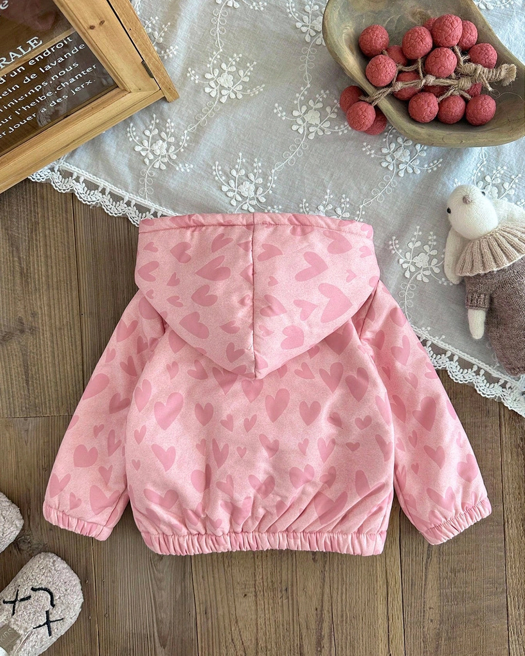Baby Girl Fleece Jacket – Heart Design & Hooded